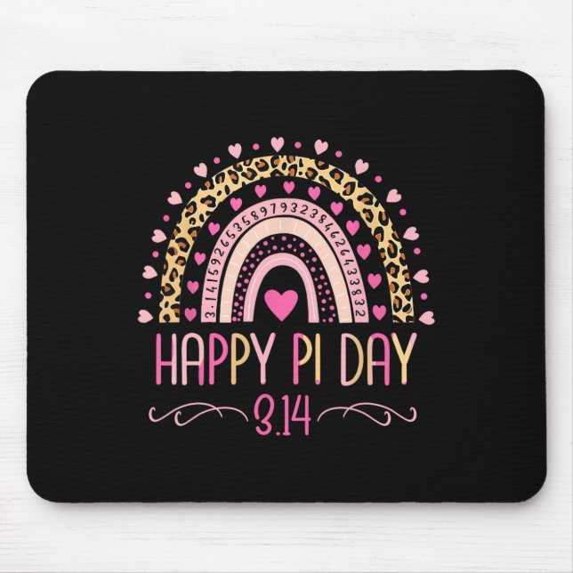 Pi Day Spiral Pi Math Teacher 3.14 Leopard Rainbow Mouse Pad (Front)
