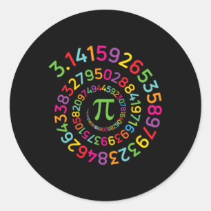 Pi Day Spiral Shirt 3.14159 Women Kids Men Math Te Classic Round Sticker