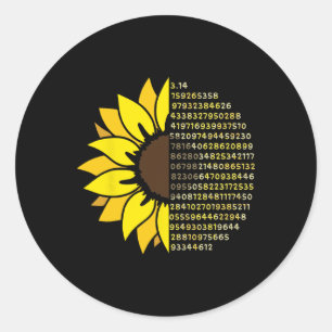 Pi Day Sunflower 3.14 Pi Number Symbol Math Scienc Classic Round Sticker