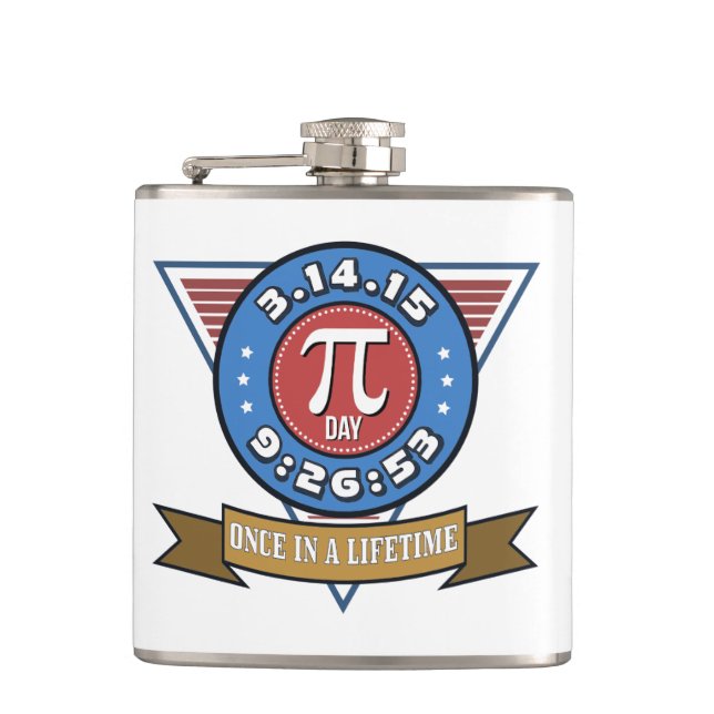 Pi Day Symbol for Math Nerds Vinyl Wrapped Flask (Front)