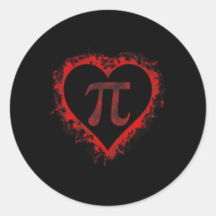 Pi Day Symbol Heart Valentines Day Boys Kids Math Classic Round Sticker