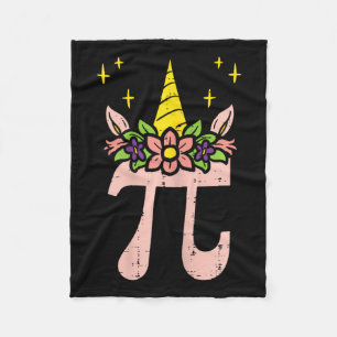 Pi Day Symbol Unicorn Head Cute 314 Math Pun Geek Fleece Blanket