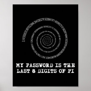 Pi Day T Shirt - My Pword Is The Last 8 Digits Of Poster