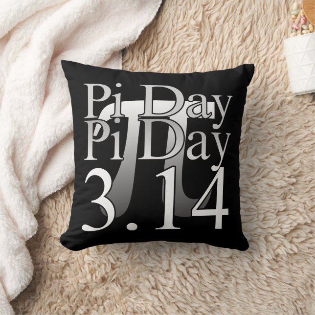 Pi Day Typography Black Cushion (Blanket)
