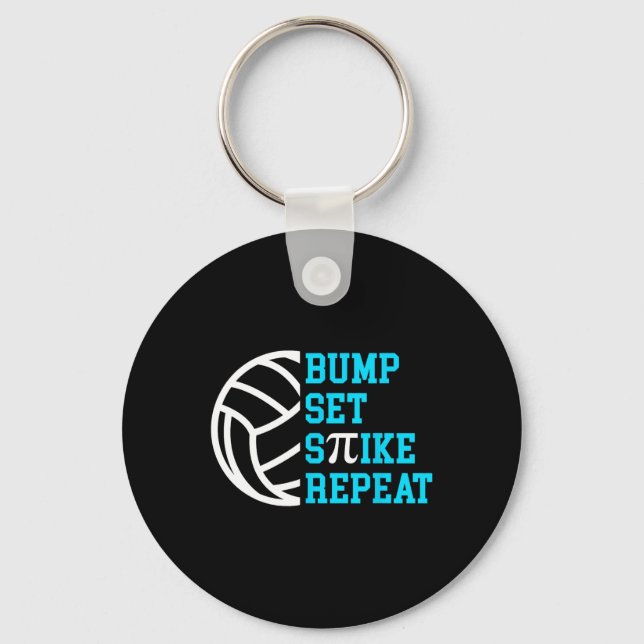 Pi Day Volleybyll Bump Set Spike Repeat Math Teach Key Ring (Front)