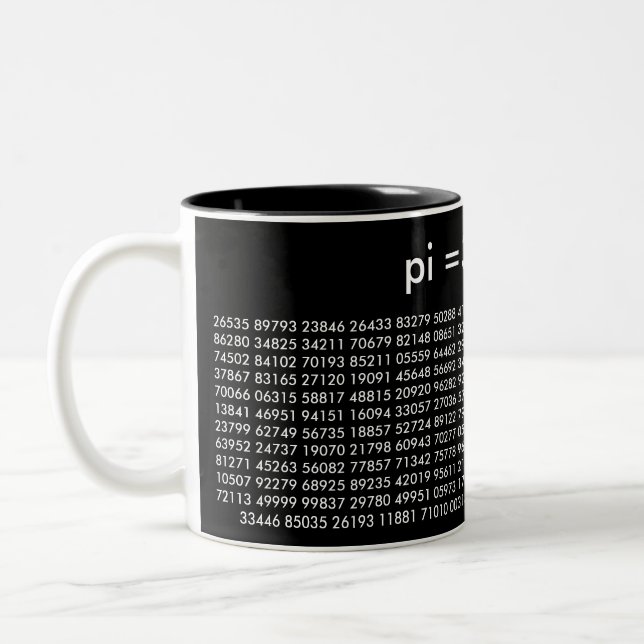 pi Digits Math Love Mug Black and White (Left)