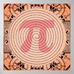 Pi in a Spiral to 2,210 Digits Recoleta Poster