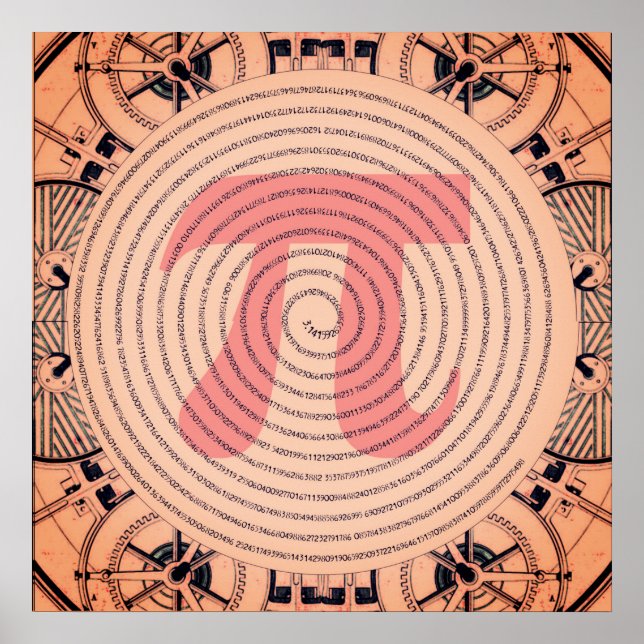 Pi in a Spiral to 2,210 Digits Recoleta Poster (Front)