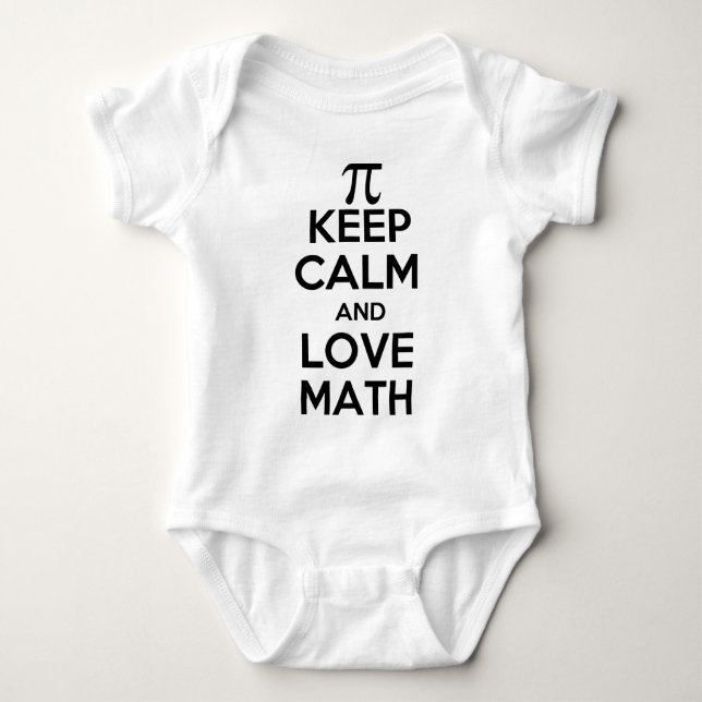 Pi keep calm and love math slogan baby bodysuit (Front)