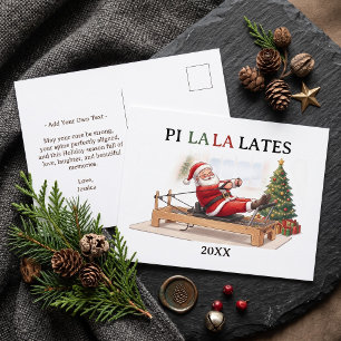 Pi La La Lates Funny Santa Pilates Christmas Holiday Postcard