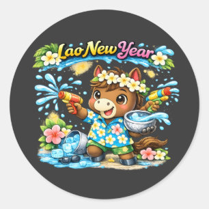 Pi Mai Lao Cute Horse Water Festival Shirt Classic Round Sticker