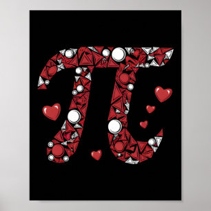 Pi Math Lover Teacher Valentines Day Hearts Love V Poster