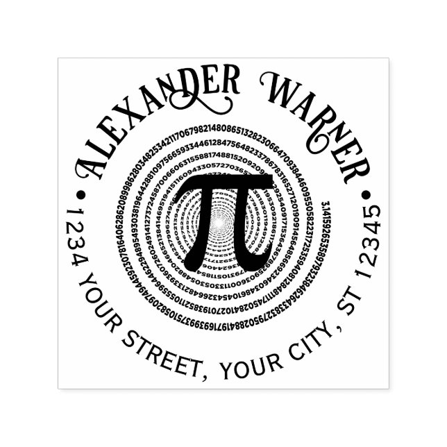 Pi Math Symbol Spiral Greek Letter Name Address Self-inking Stamp (Design)