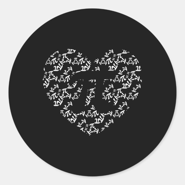 Pi Math Teacher Pi Heart Shape Pi Day  Classic Round Sticker (Front)