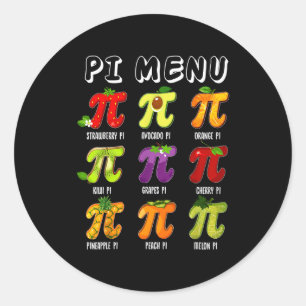 Pi Menu 3.14 Pi Symbol Funny Fruit Teacher Kid Mat Classic Round Sticker