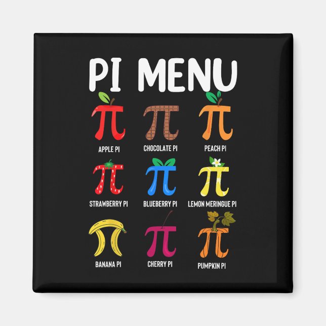 Pi Menu 3.14 Pi Symbol - Math Teacher Happy Pi Day Magnet (Front)