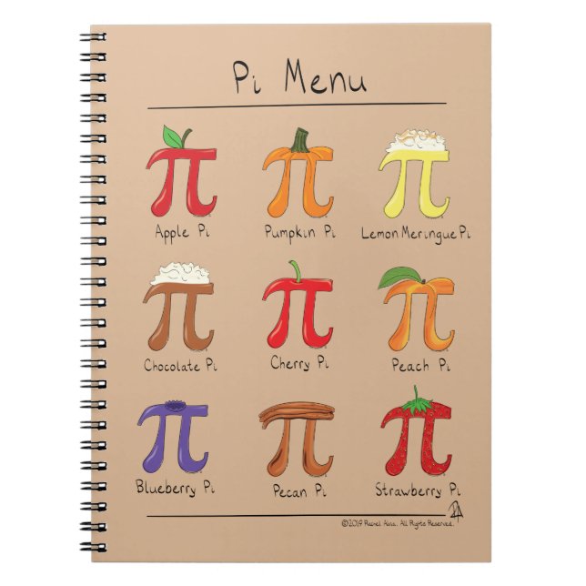 Pi Menu Cute Math Pi Day Notebook (Front)