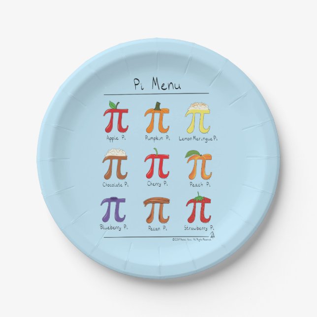 Pi Menu Cute Math Pi Day Party Paper Plates (Front)
