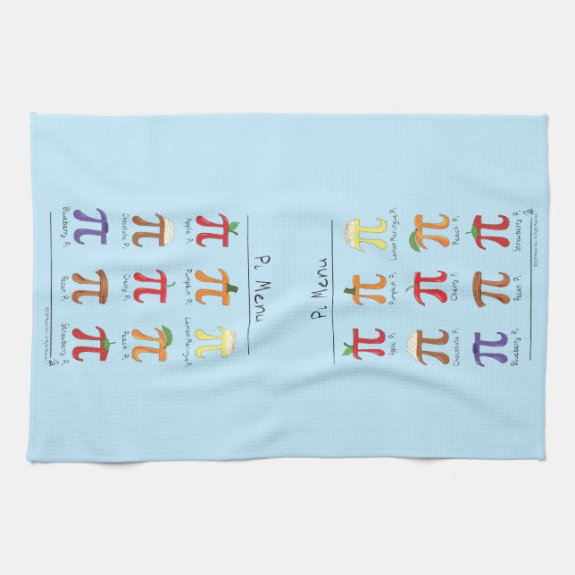 Pi Menu Cute Math Pi Day Pie Baking Kitchen Towel (Horizontal)