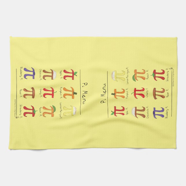 Pi Menu Cute Math Pi Day Pie Baking Kitchen Towel (Horizontal)