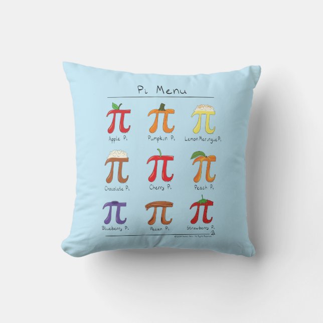Pi Menu Cute Math Pi Day Pillow (Front)