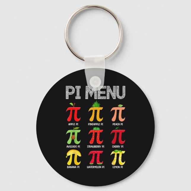 Pi Menu Fruit Happy Pi Day Math Teacher Pi Symbol  Key Ring (Front)