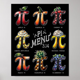 Pi Menu Pi Day 3.14 Funny Fruit Pie Menu Teachers Poster