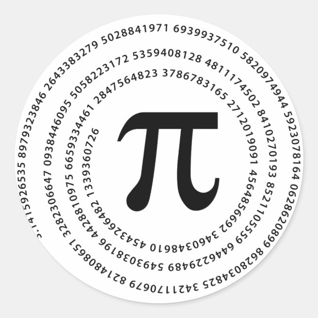 Pi Number Design Classic Round Sticker (Front)