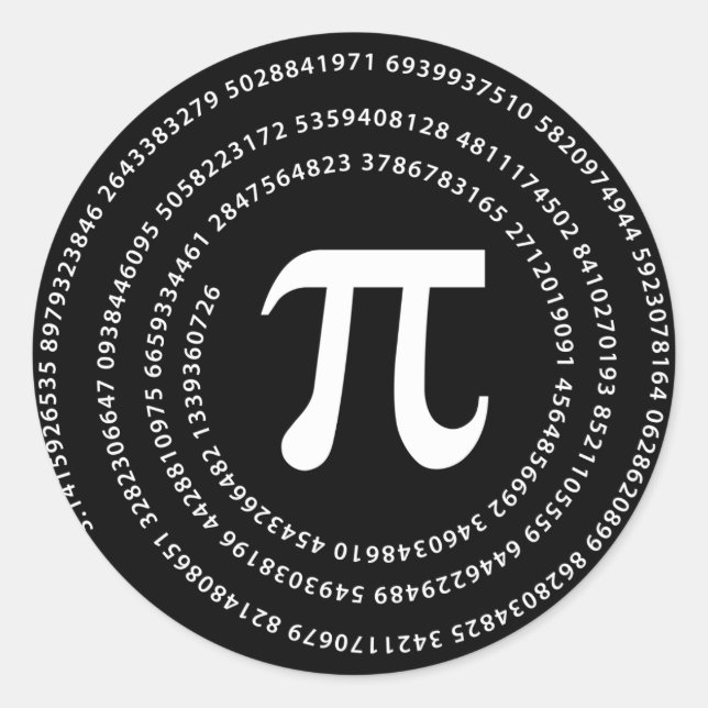 Pi Number Design Classic Round Sticker (Front)