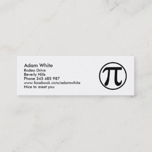 Pi number mini business card
