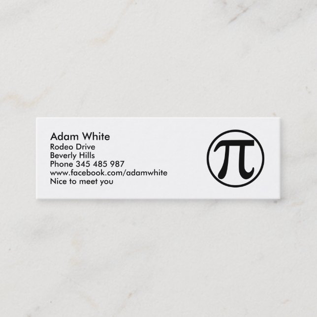 Pi number mini business card (Front)