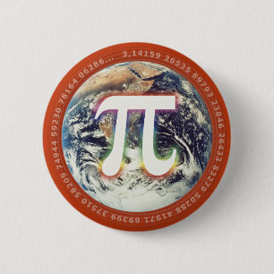Pi Number on Earth   Math 6 Cm Round Badge