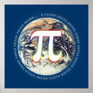 Pi Number on Earth Math Poster