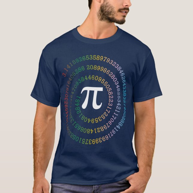 Pi number sequence spiral Math Nerd Pie Day Funny  T-Shirt (Front)