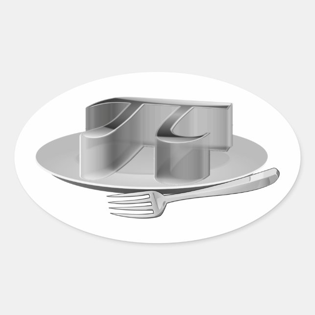 Pi on a Silver Platter Oval Sticker (Front)