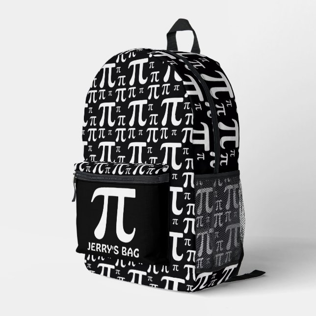Pi Pattern Printed Backpack (Back Corner Right)