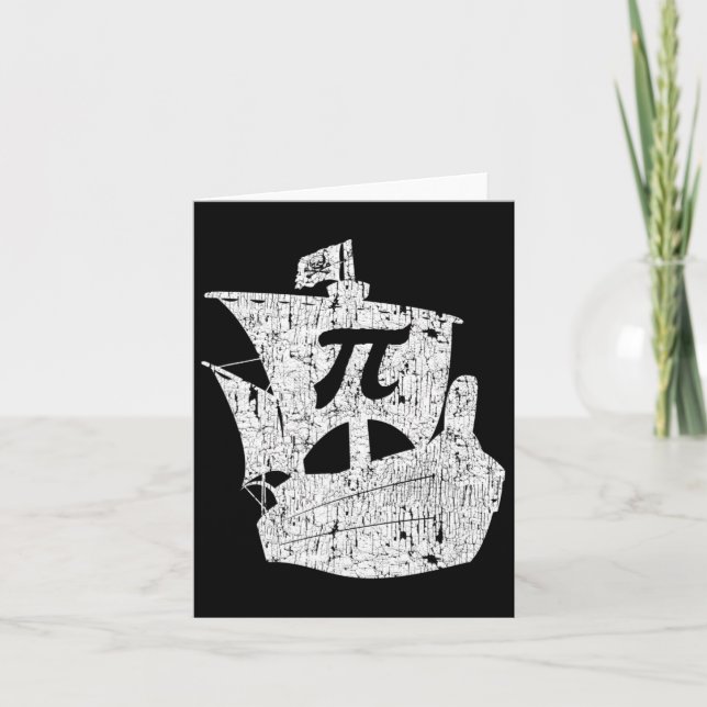 Pi Pirate Ship Math Geek Stem Teacher 3.14 Pi Day  Card (Front)
