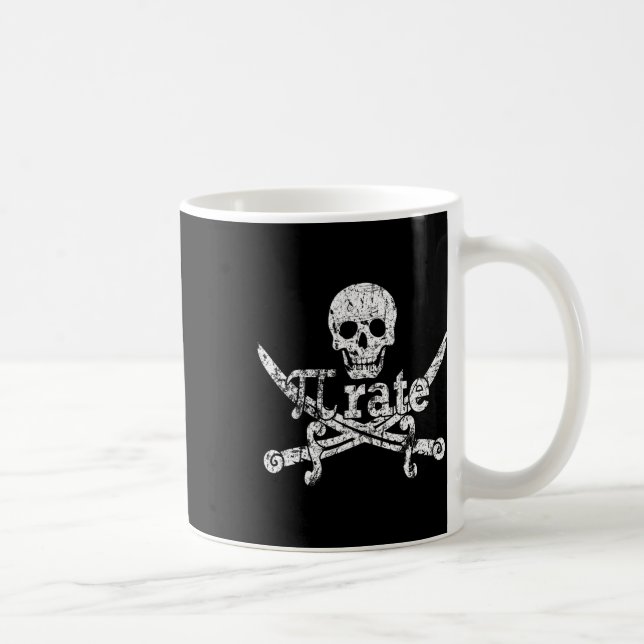 Pi Rate March 14 Pirate 3.14 Funny Math Distressed Coffee Mug (Right)