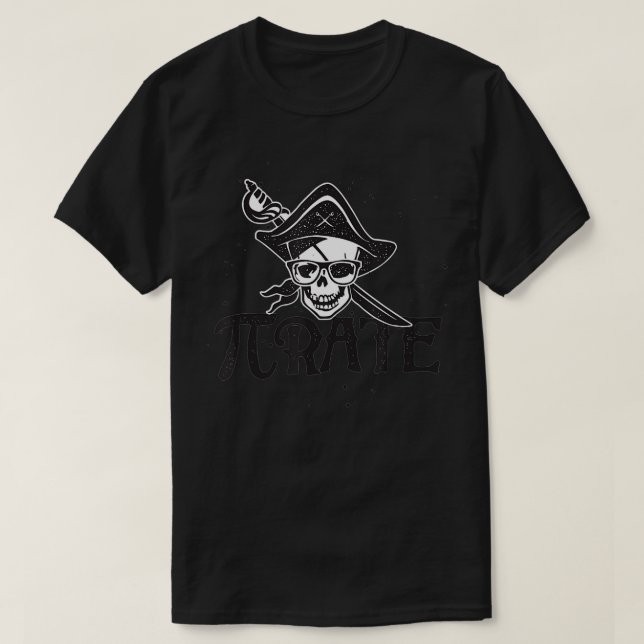Pi rate pirate Funny Math Nerd Skull  T-Shirt (Design Front)