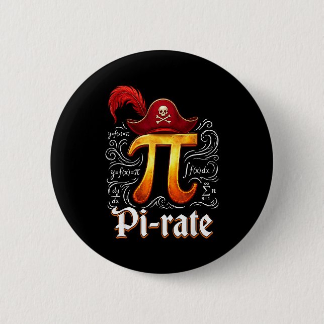 Pi Rate Science Student Math Teacher Funny Pi Day  6 Cm Round Badge (Front)