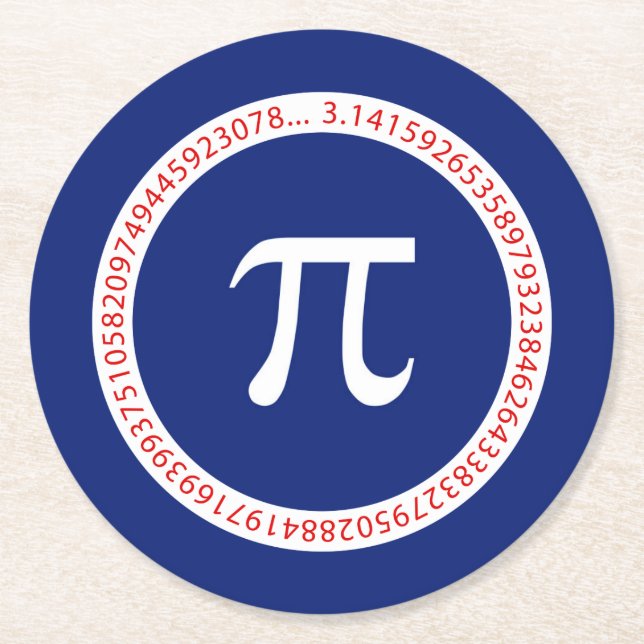 Pi Ring on Navy Blue Round Paper Coaster (Front)