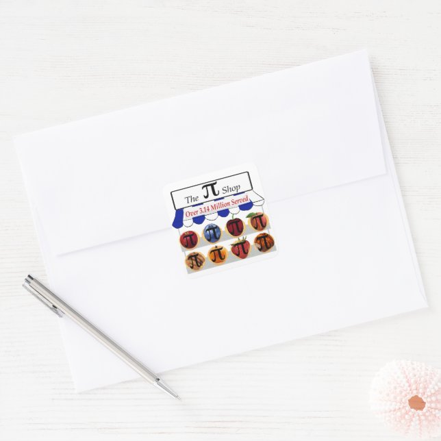 Pi Shop Square Sticker (Envelope)