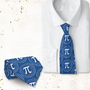 Pi Symbol 3.14 Number Spiral Pi Day Blue Tie