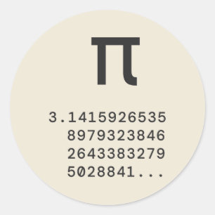 Pi Symbol and First Digits of Pi Classic Round Sticker