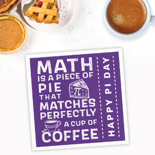 Pi Symbol Math is Piece of Pie Happy Pi Day Purple Napkin