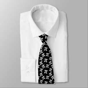 Pi Symbol Pattern Black White Modern Tie