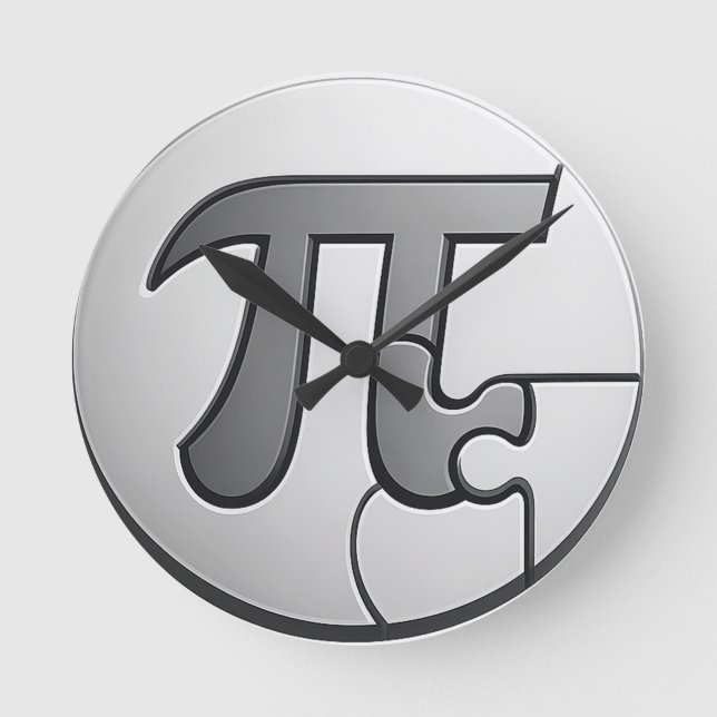 Pi Symbol Tee - Minimalist Math Pi Day Design Round Clock (Front)