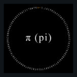 Pi, The Irrational Mathematical Constant Poster<br><div class="desc">This black and white art piece, designed digitally, is released in commemoration of Pi Day, which is observed each year on March 14. The date 3.14 corresponds to the rounded value of π (pi), a well-recognised mathematical constant. The design features the value of the Pi constant to the first 100...</div>
