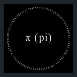 Pi, The Irrational Mathematical Constant Poster<br><div class="desc">This black and white art piece, designed digitally, is released in commemoration of Pi Day, which is observed each year on March 14. The date 3.14 corresponds to the rounded value of π (pi), a well-recognised mathematical constant. The design features the value of the Pi constant to the first 100...</div>