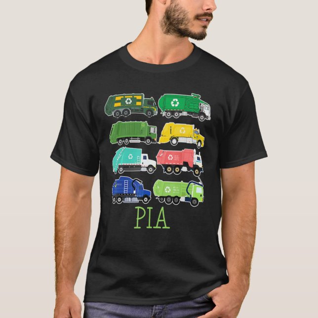 Pia Trash Truck For Kids Collector Ecologist Garba T-Shirt (Front)